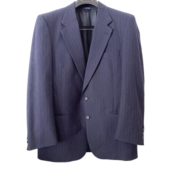 Burberry London Mens Wool Pinstriped A Suit Jacket Vintage 46